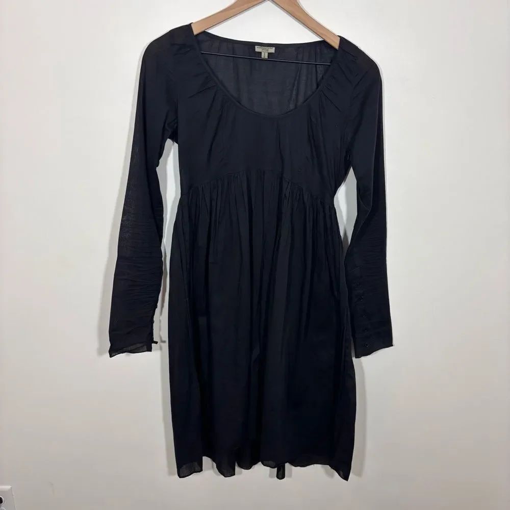 Morgane Le Fay Classic Black Long-Sleeve Dress Lightweight Unlined Cotton LBD SM
